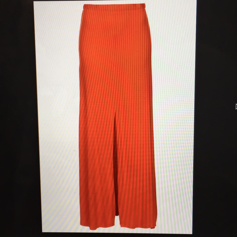Topshop reddish orange front split maxi skirt